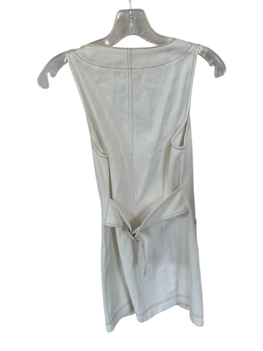 Le Lis Size S white & tan Cotton Blend Sleeveless Stitching Button Down Dress white & tan / S