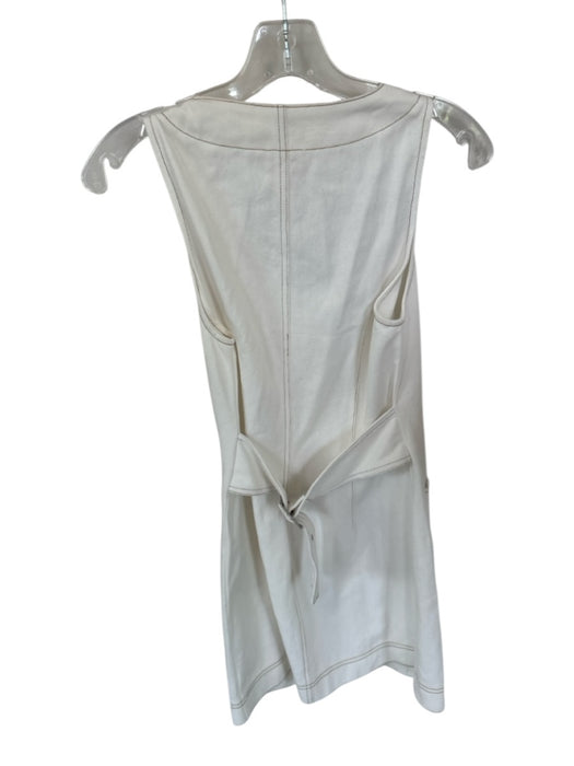 Le Lis Size S white & tan Cotton Blend Sleeveless Stitching Button Down Dress white & tan / S