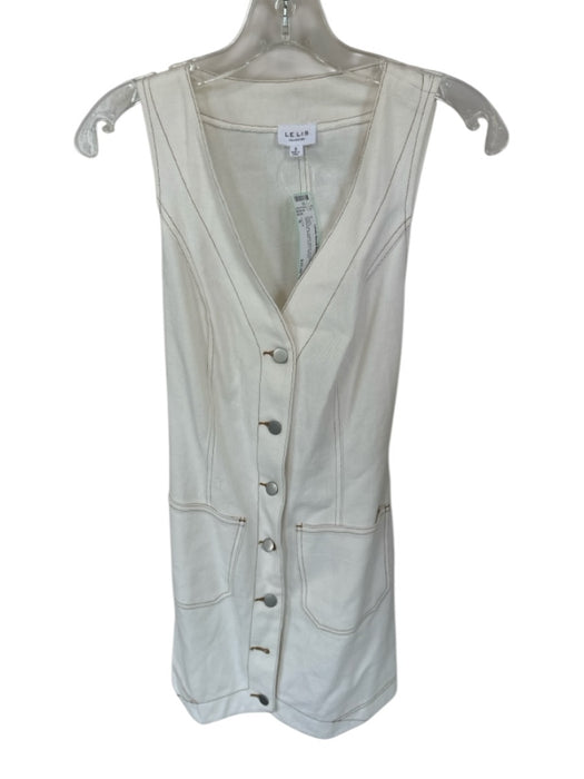 Le Lis Size S white & tan Cotton Blend Sleeveless Stitching Button Down Dress white & tan / S