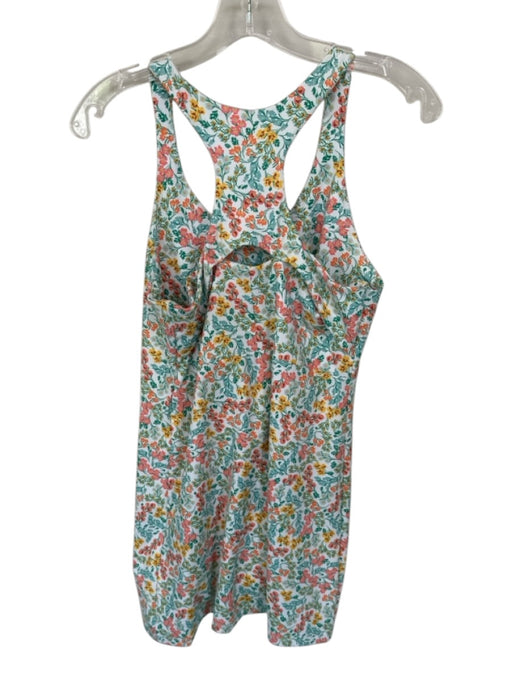 J Crew Size S White Green & Multi Polyester Blend High Neck Razor Back Dress White Green & Multi / S