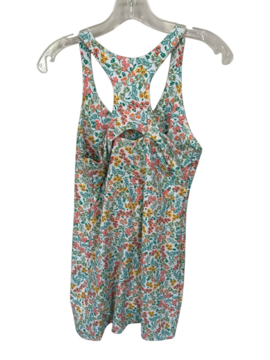 J Crew Size S White Green & Multi Polyester Blend High Neck Razor Back Dress White Green & Multi / S