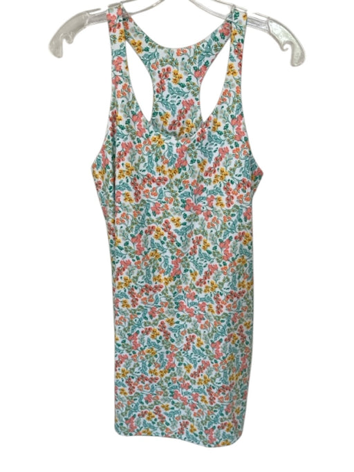 J Crew Size S White Green & Multi Polyester Blend High Neck Razor Back Dress White Green & Multi / S