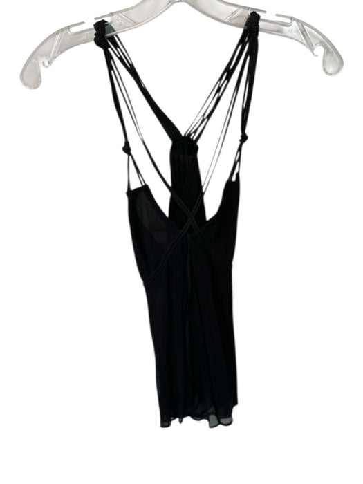 Armani Exchange Size XS Black Silk Strappy Razor Back Rope Strap Top Black / XS