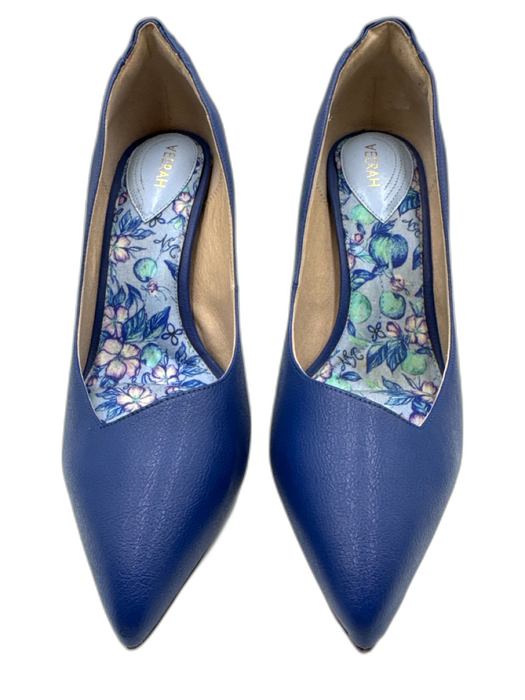 Veerah Shoe Size 8.5 Blue & Multi Vegan Leather Stiletto Pointed Toe Pumps Blue & Multi / 8.5
