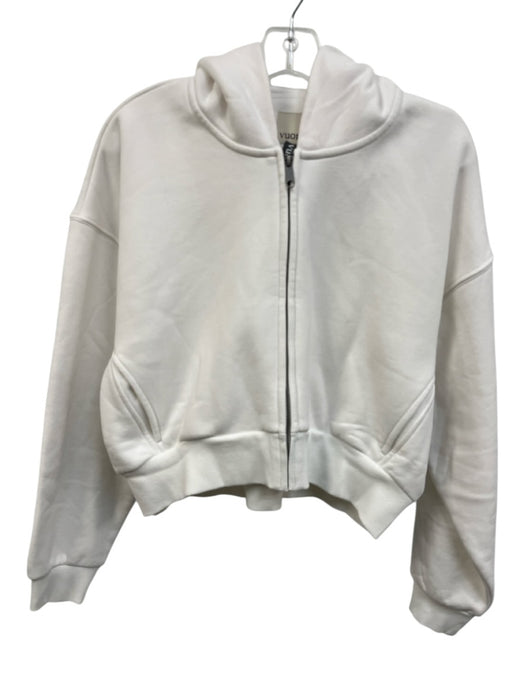 Vuori Size M White Cotton & Polyester Jacket Long Sleeve Zip Up Crop Jacket White / M