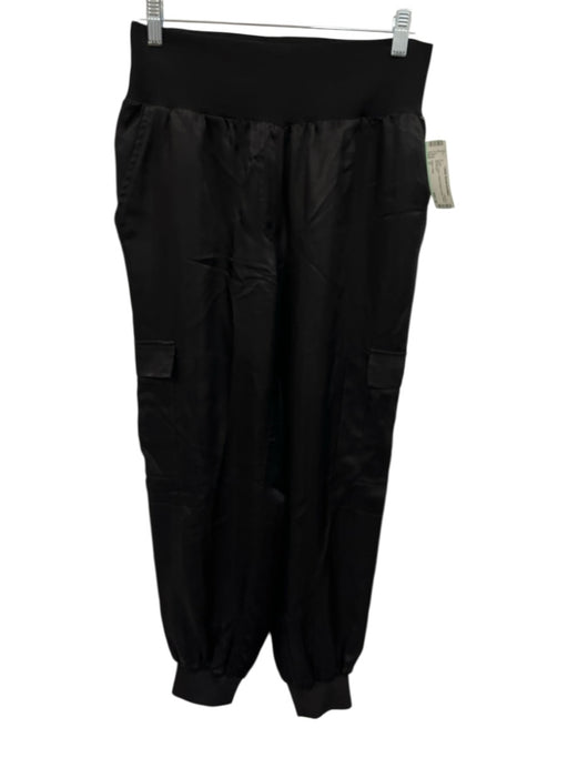 Cinq a Sept Size S Black Cupro Elastic Waist Cargo Shine Pants Black / S