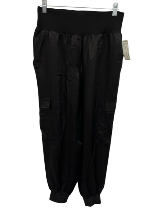 Cinq a Sept Size S Black Cupro Elastic Waist Cargo Shine Pants Black / S