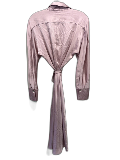 Vince Size S Light Pink Polyester Satin Long Sleeve Button Front Shirt Dress Light Pink / S