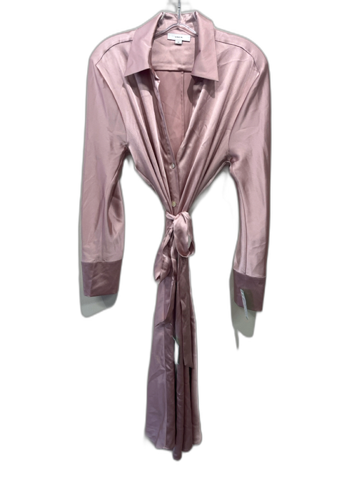 Vince Size S Light Pink Polyester Satin Long Sleeve Button Front Shirt Dress Light Pink / S