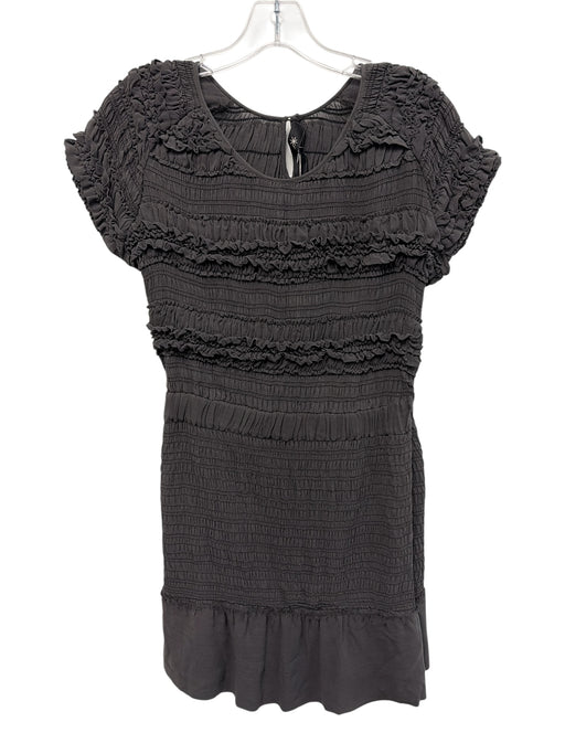 Isabel Marant Size 1 Gray Cap Sleeve Ruffle Smocked Midi Dress Gray / 1
