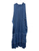 Current Air Size M Blue Polyester Cap Sleeve Split Neck Elastic Waist Dress Blue / M