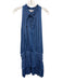 Current Air Size M Blue Polyester Cap Sleeve Split Neck Elastic Waist Dress Blue / M