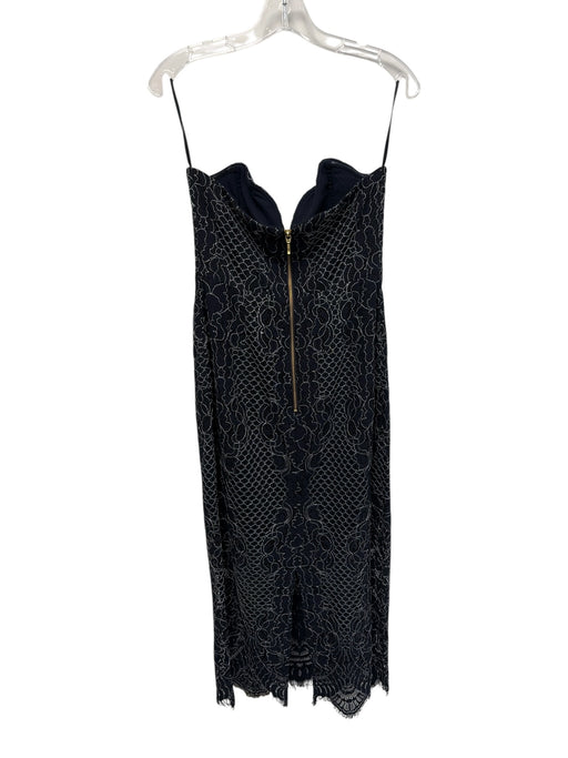 Shona Joy Size 6 Navy & white Cotton Blend Sleeveless Knit Midi boning Dress Navy & white / 6