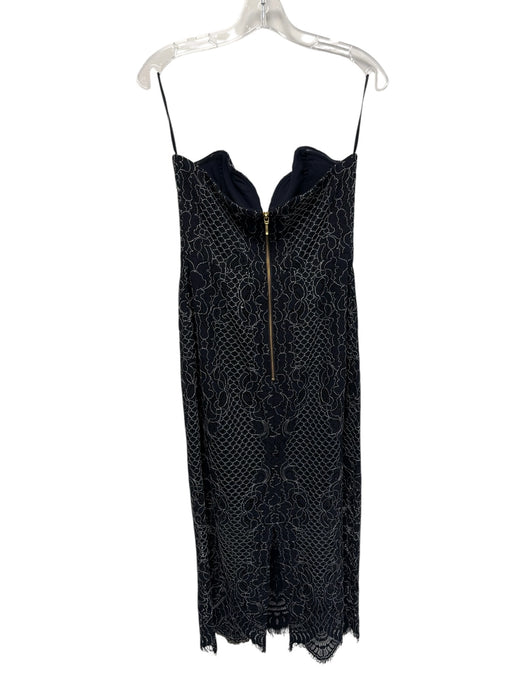 Shona Joy Size 6 Navy & white Cotton Blend Sleeveless Knit Midi boning Dress Navy & white / 6