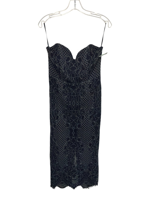 Shona Joy Size 6 Navy & white Cotton Blend Sleeveless Knit Midi boning Dress Navy & white / 6