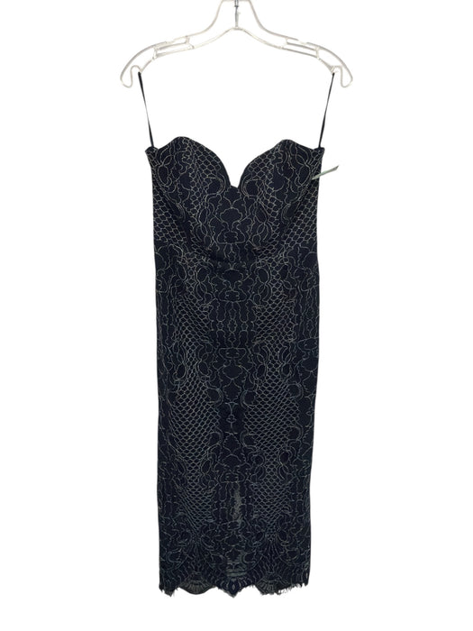 Shona Joy Size 6 Navy & white Cotton Blend Sleeveless Knit Midi boning Dress Navy & white / 6
