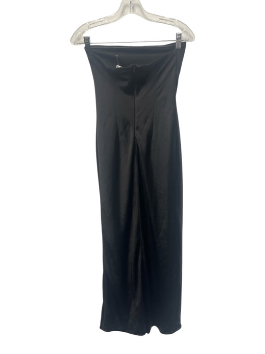 More To Come Size XS Black Poly Blend Zip Back Satin Sleeveless Maxi Dress Black / XS