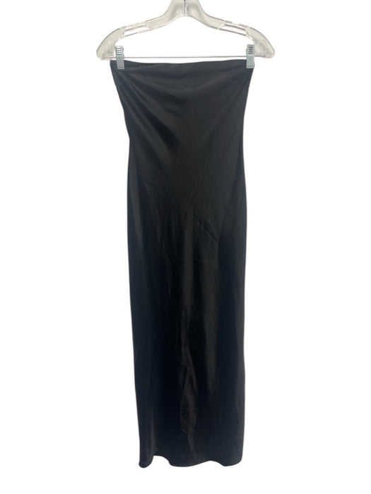 More To Come Size XS Black Poly Blend Zip Back Satin Sleeveless Maxi Dress Black / XS