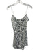 Superdown Size XS White & Silver Poly Blend Sequined Mini Zip Close V Neck Dress White & Silver / XS