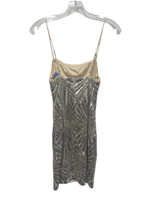 Lulus Size S Silver Polyester Sequined Mini Adjustable Strap Zip Back Dress Silver / S