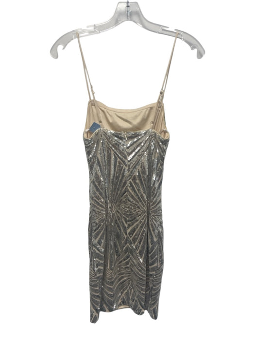 Lulus Size S Silver Polyester Sequined Mini Adjustable Strap Zip Back Dress Silver / S