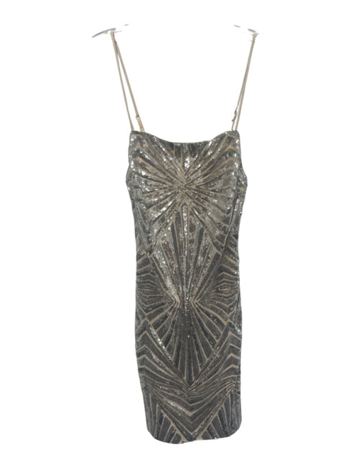 Lulus Size S Silver Polyester Sequined Mini Adjustable Strap Zip Back Dress Silver / S