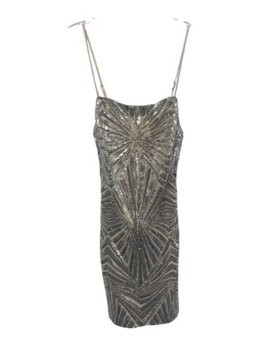 Lulus Size S Silver Polyester Sequined Mini Adjustable Strap Zip Back Dress Silver / S