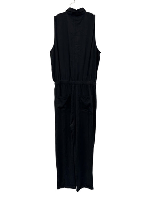 Bella Dahl Size S Black Tencel Lyocell Pockets Drawstring Waist Jumpsuit Black / S
