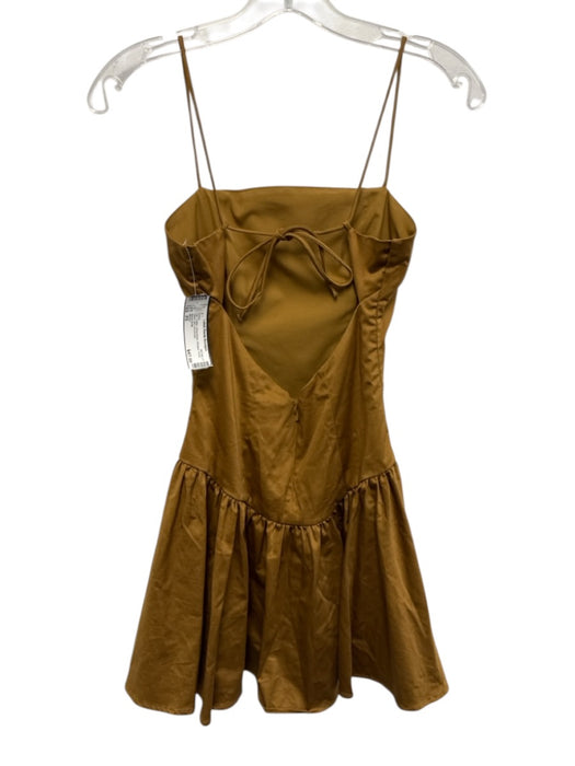Maeve Size XS Tan Cotton Sleeveless Strappy Drop Waist Mini Dress Tan / XS