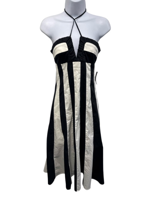 Maeve Size XXS Black & White Cotton & Polyester Striped Halter Neck Dress Black & White / XXS
