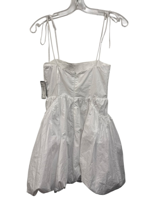Nia Size XS White Cotton Bubble Hem Tie Straps Sleeveless Dress White / XS