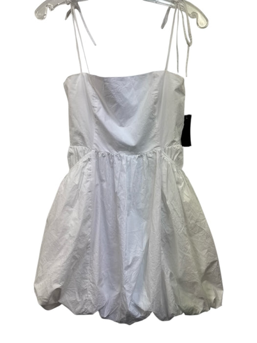 Nia Size XS White Cotton Bubble Hem Tie Straps Sleeveless Dress White / XS