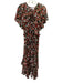 Misa Size S Black, Red & Multi Viscose Keyhole Front Floral Ruffles Dress Black, Red & Multi / S