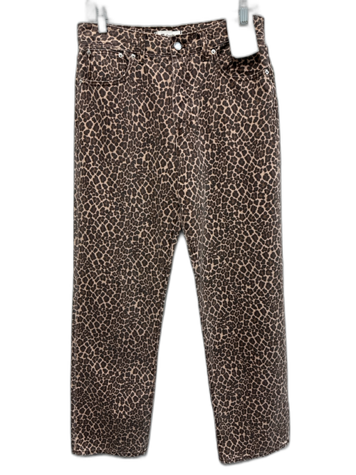 Madewell Size 28 Brown & Beige Cotton Cheetah Print Zip Fly Straight Jeans Brown & Beige / 28