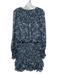Veronica Beard Size 10 Blue, White, Green Polyester Surplice Floral Dress Blue, White, Green / 10