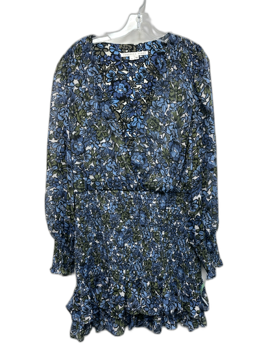 Veronica Beard Size 10 Blue, White, Green Polyester Surplice Floral Dress Blue, White, Green / 10