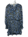 Veronica Beard Size 10 Blue, White, Green Polyester Surplice Floral Dress Blue, White, Green / 10