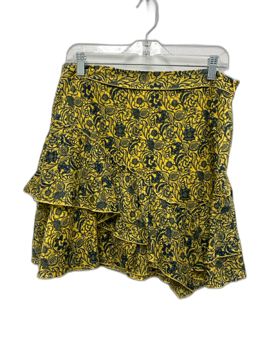 Derek Lam 10 Crosby Size 10 Yellow & Navy Cotton Side Zip Paisley Side Zip Skirt Yellow & Navy / 10
