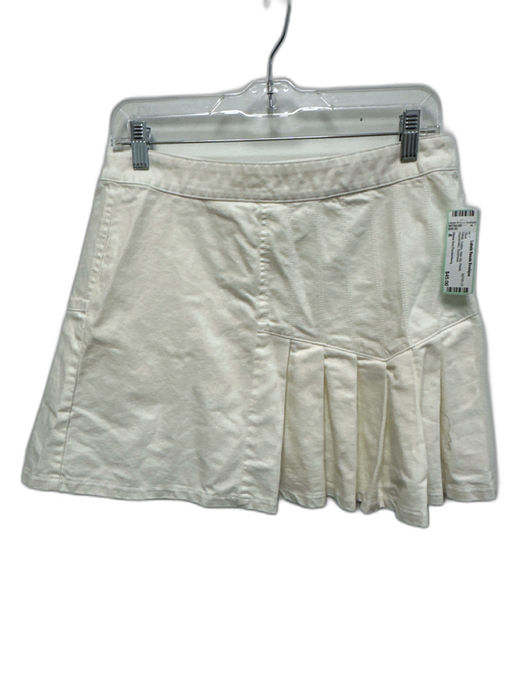 Diane Von Furstenberg Size 8 White Cotton Side Zip Pleats Asymmetric Skirt White / 8