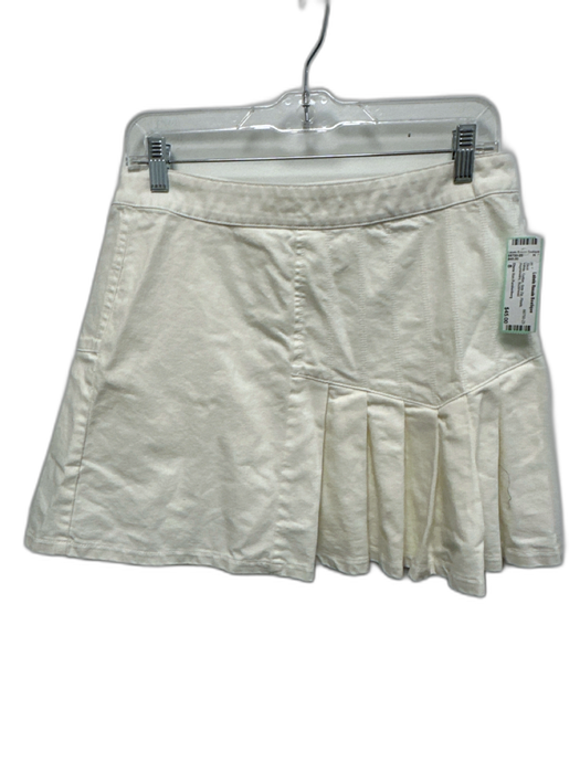 Diane Von Furstenberg Size 8 White Cotton Side Zip Pleats Asymmetric Skirt White / 8