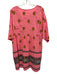 Oliphant Size M Pink & Multi Split Neck Embroidered 1/2 sleeve Floral Dress Pink & Multi / M