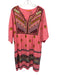 Oliphant Size M Pink & Multi Split Neck Embroidered 1/2 sleeve Floral Dress Pink & Multi / M