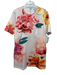 Reiss Size 10 White & Multi Short Sleeve Flowers Midi Back Zip Dress White & Multi / 10