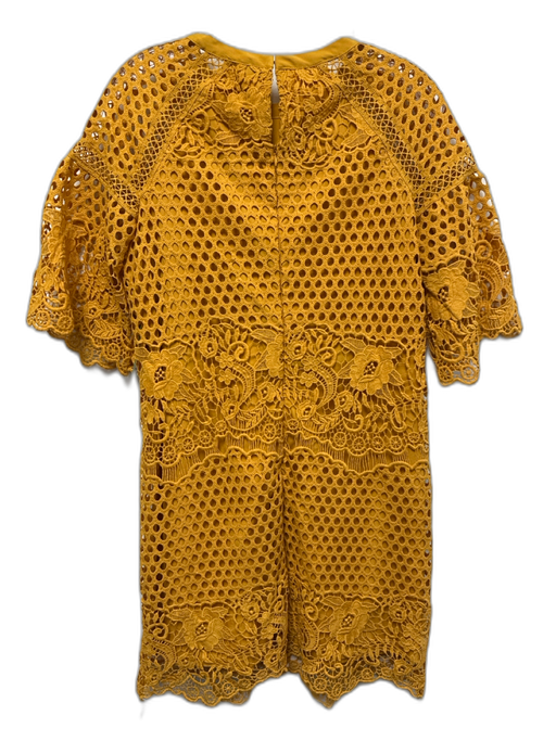 Aqua Size L Yellow Cotton Cut Outs 1/2 Sleeve Lined Midi Dress Yellow / L