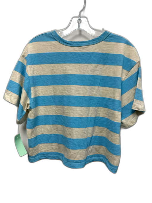 Sundry Size M White & Blue Cotton Short Sleeve Stripe Crop Top White & Blue / M