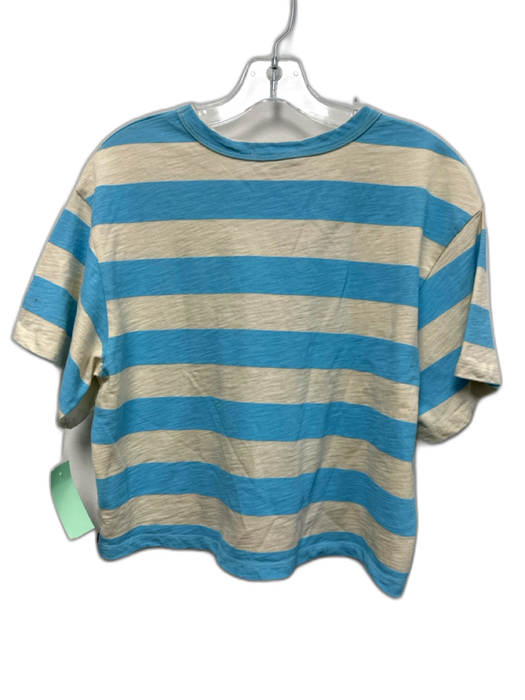 Sundry Size M White & Blue Cotton Short Sleeve Stripe Crop Top White & Blue / M