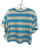 Sundry Size M White & Blue Cotton Short Sleeve Stripe Crop Top White & Blue / M