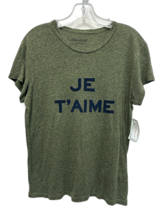 Zadig & Voltaire Size M Green Cotton & Viscose Heathered Text T Shirt Top Green / M