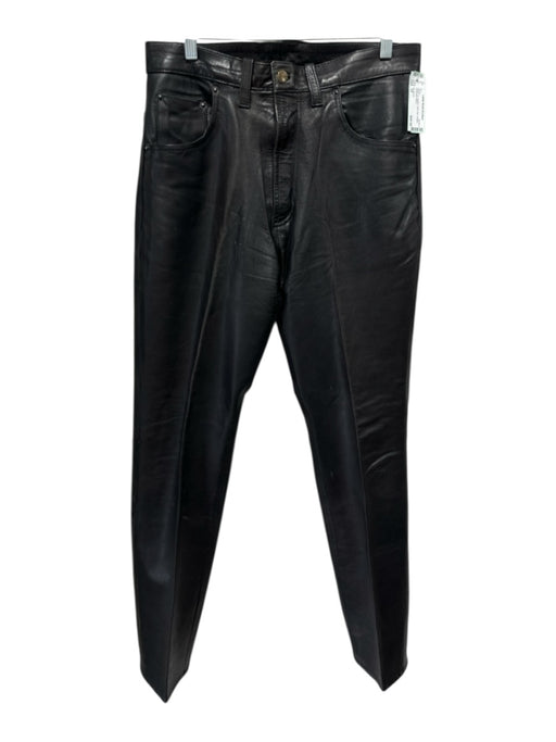 No Brand Size 35 Black Leather Solid Slim Khakis Men's Pants Black / 35