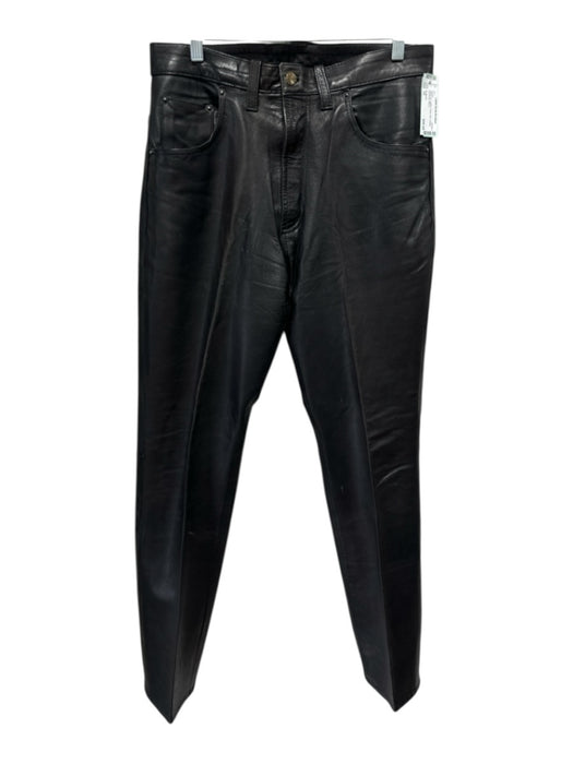 No Brand Size 35 Black Leather Solid Slim Khakis Men's Pants Black / 35